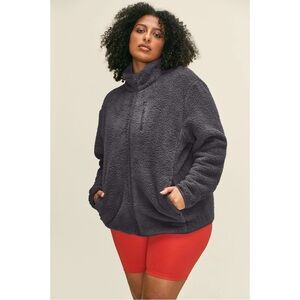 Girlfriend Collective Moon Recycled Full Zip Fleece Sherpa Jacket Medium